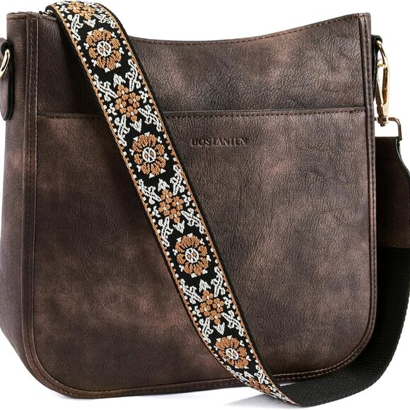 Crossbody Bags for Women Trendy Vegan Leather Hobo Purses Shoulder Handbags With - Picture 1 of 7
